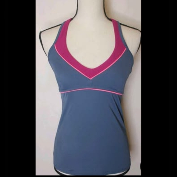 Nike Blue Burgundy Pink Loop Racerback Exercise Athletic Top Women's Size 14 - Picture 1 of 6